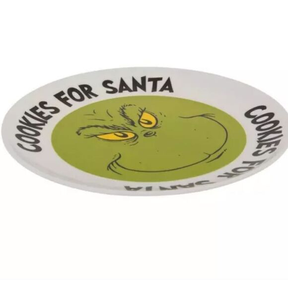 Nwt Christmas Cookies For Santa Grinch Plate - Picture 2 of 4
